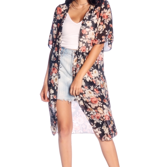 Vibe Sportswear Long Kimono Jacket Top,, XL 14/16 - Picture 7 of 8